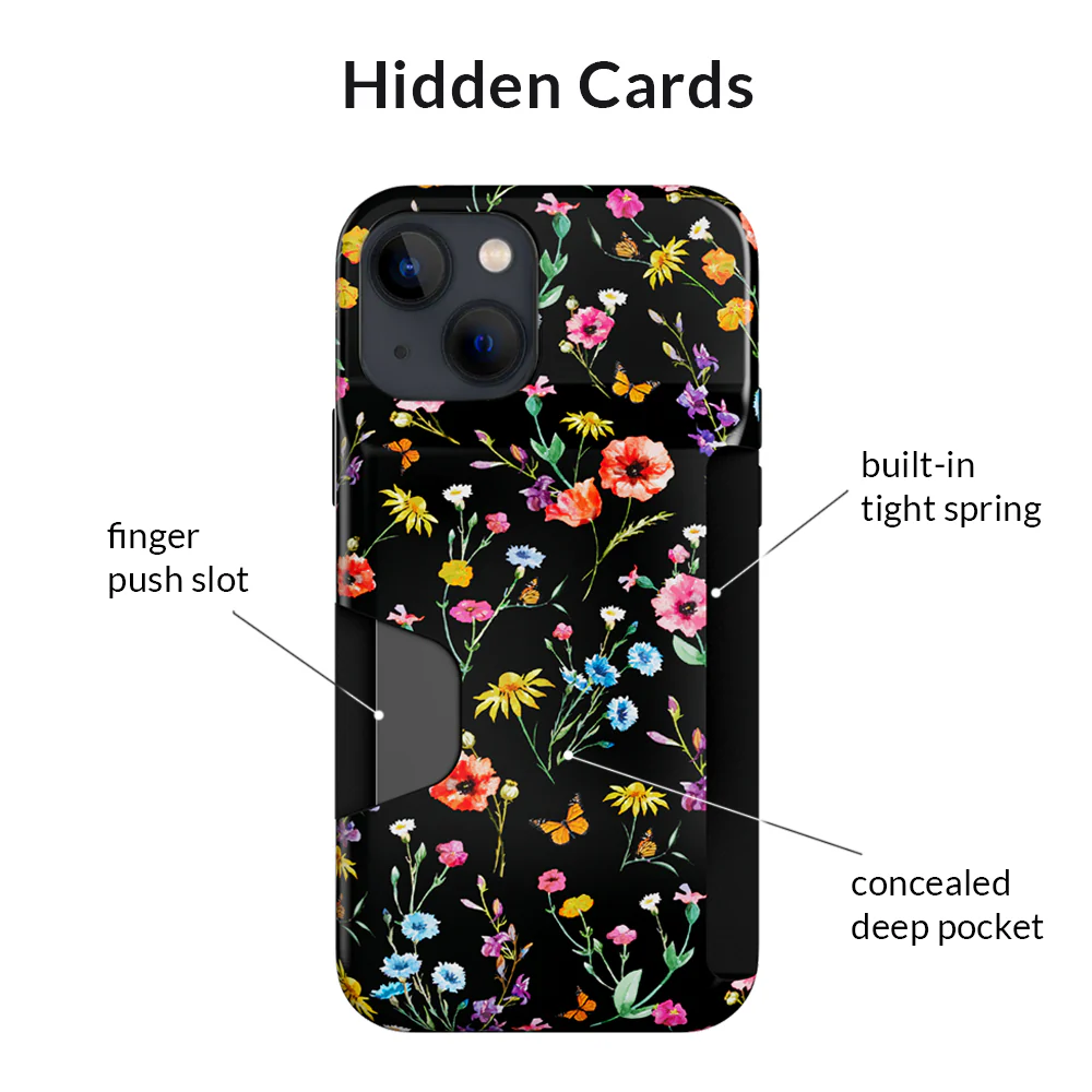 Black Wildflower iPhone Wallet Case - Image 28