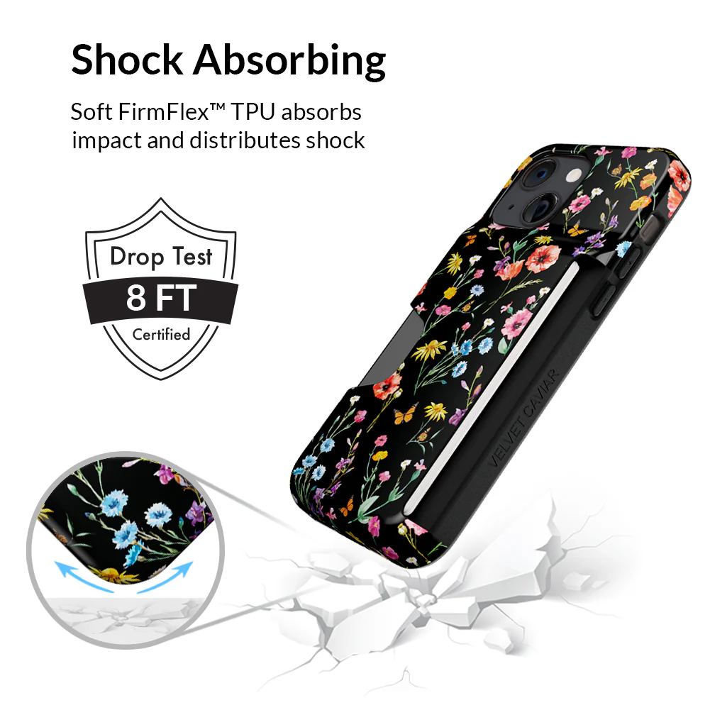 Black Wildflower iPhone Wallet Case - Image 30