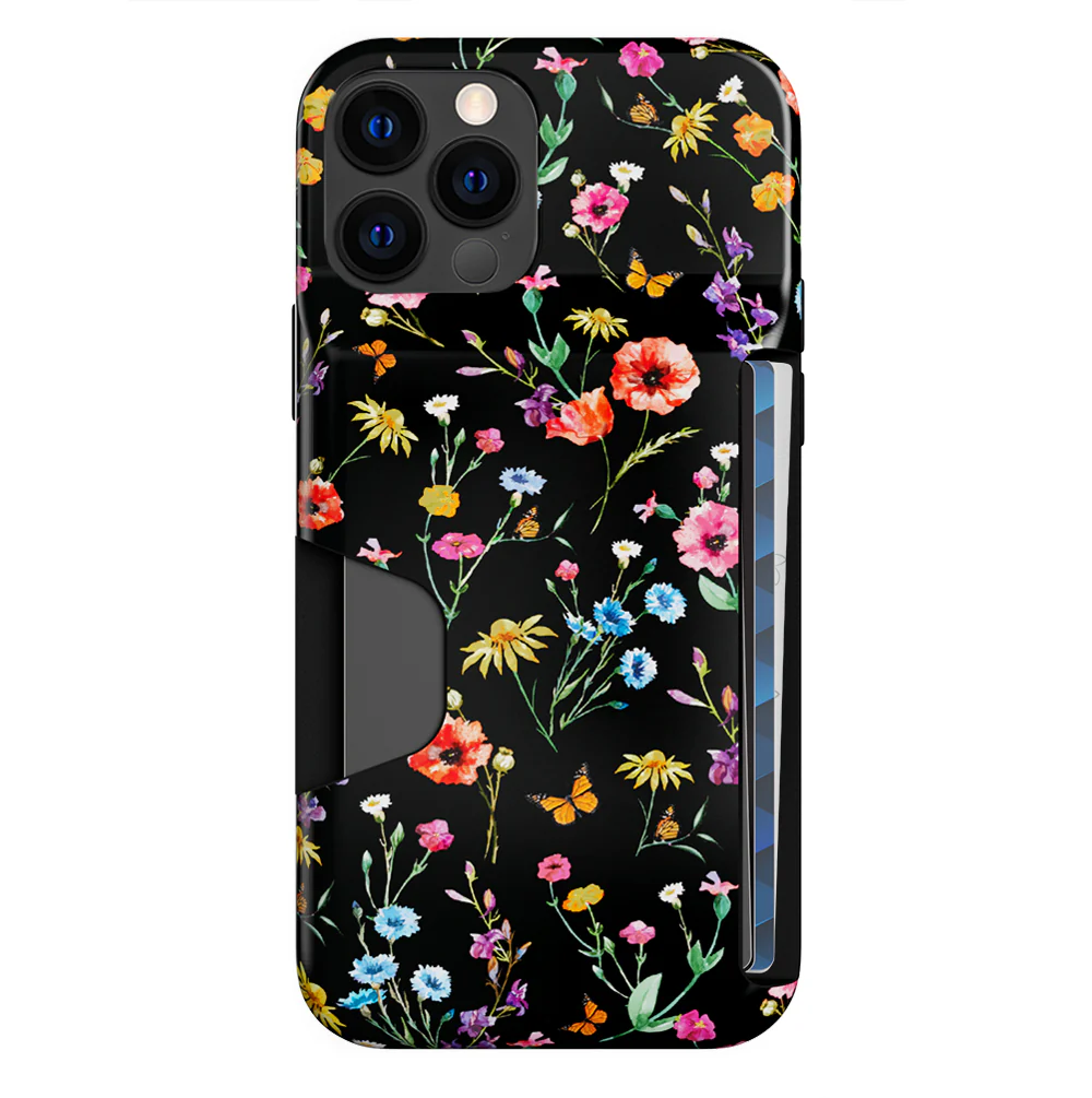 Black Wildflower iPhone Wallet Case - Image 33