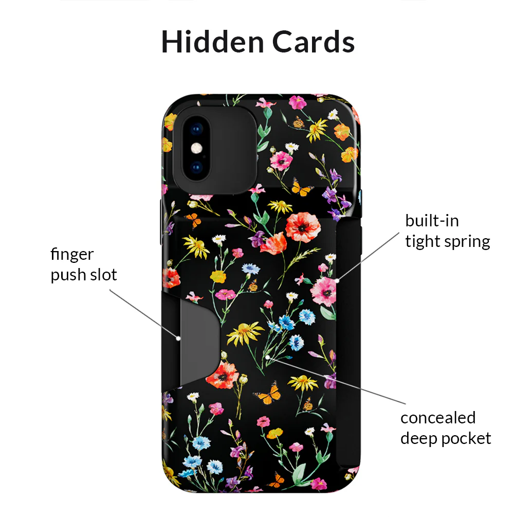 Black Wildflower iPhone Wallet Case - Image 4