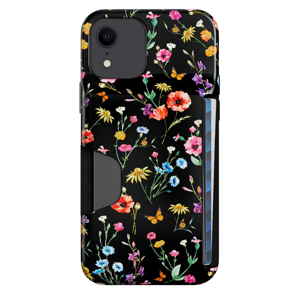Black Wildflower iPhone Wallet Case - Image 65