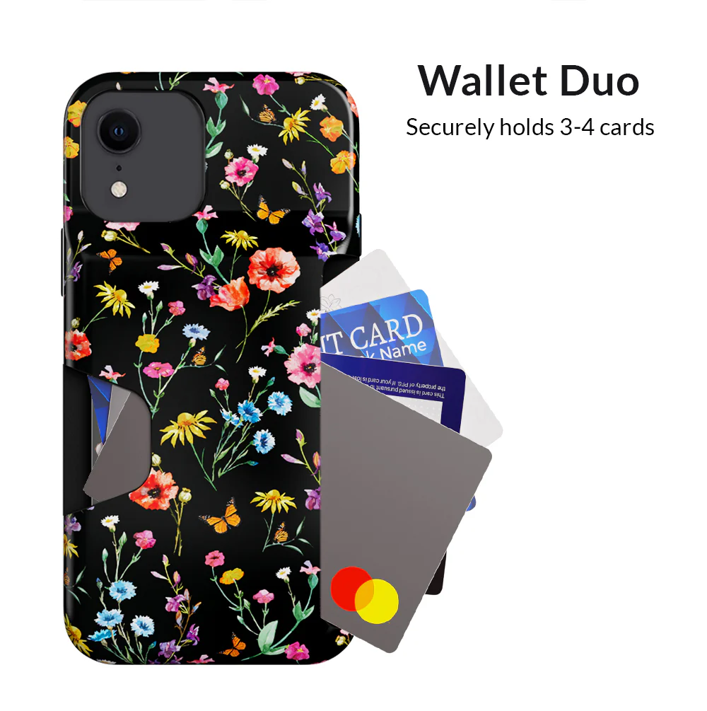 Black Wildflower iPhone Wallet Case - Image 67
