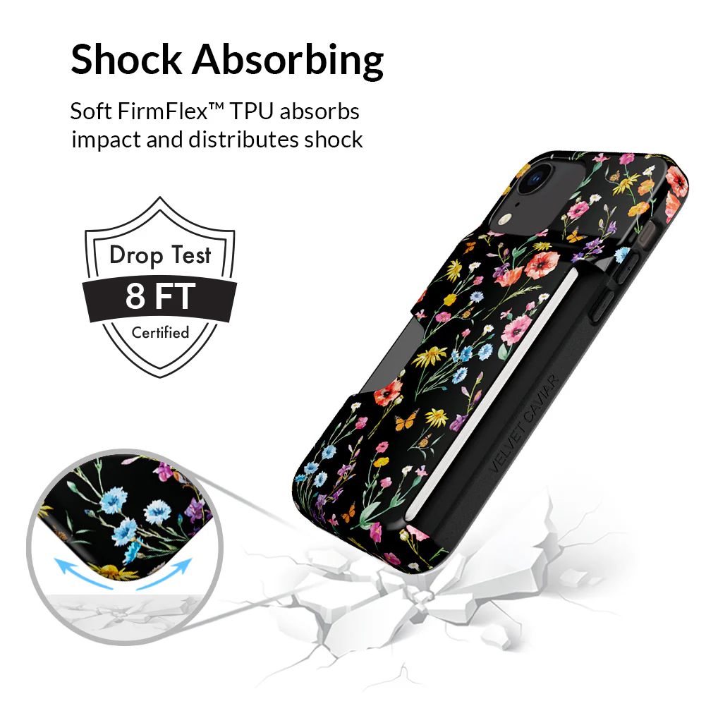 Black Wildflower iPhone Wallet Case - Image 70