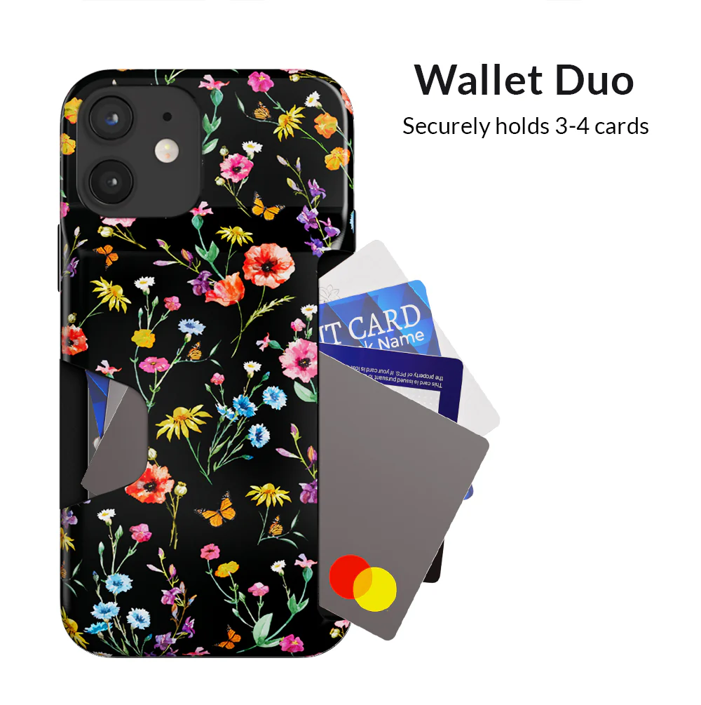 Black Wildflower iPhone Wallet Case - Image 75