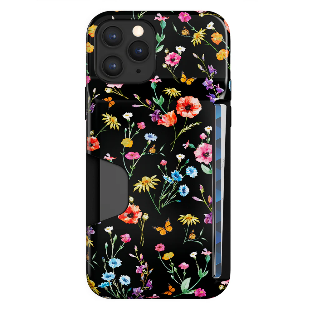 Black Wildflower iPhone Wallet Case - Image 81