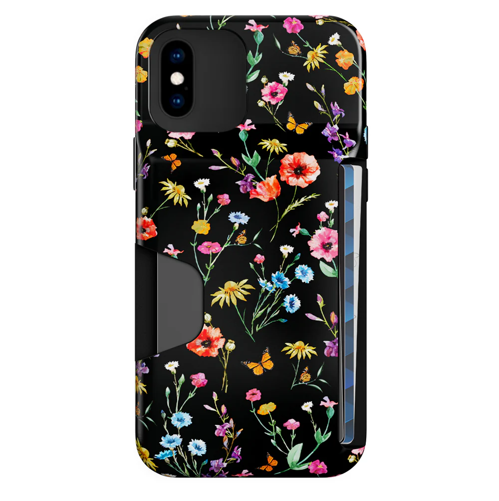Black Wildflower iPhone Wallet Case - Image 9