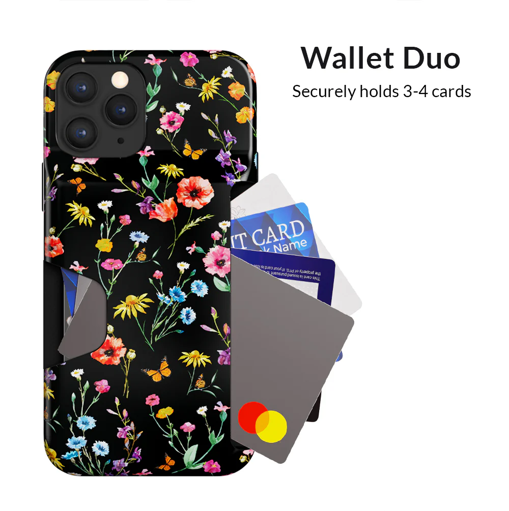 Black Wildflower iPhone Wallet Case - Image 91