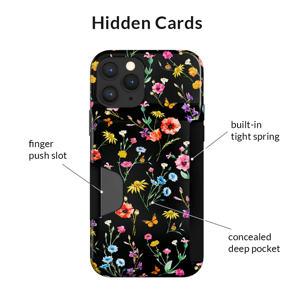 Black Wildflower iPhone Wallet Case - Image 92