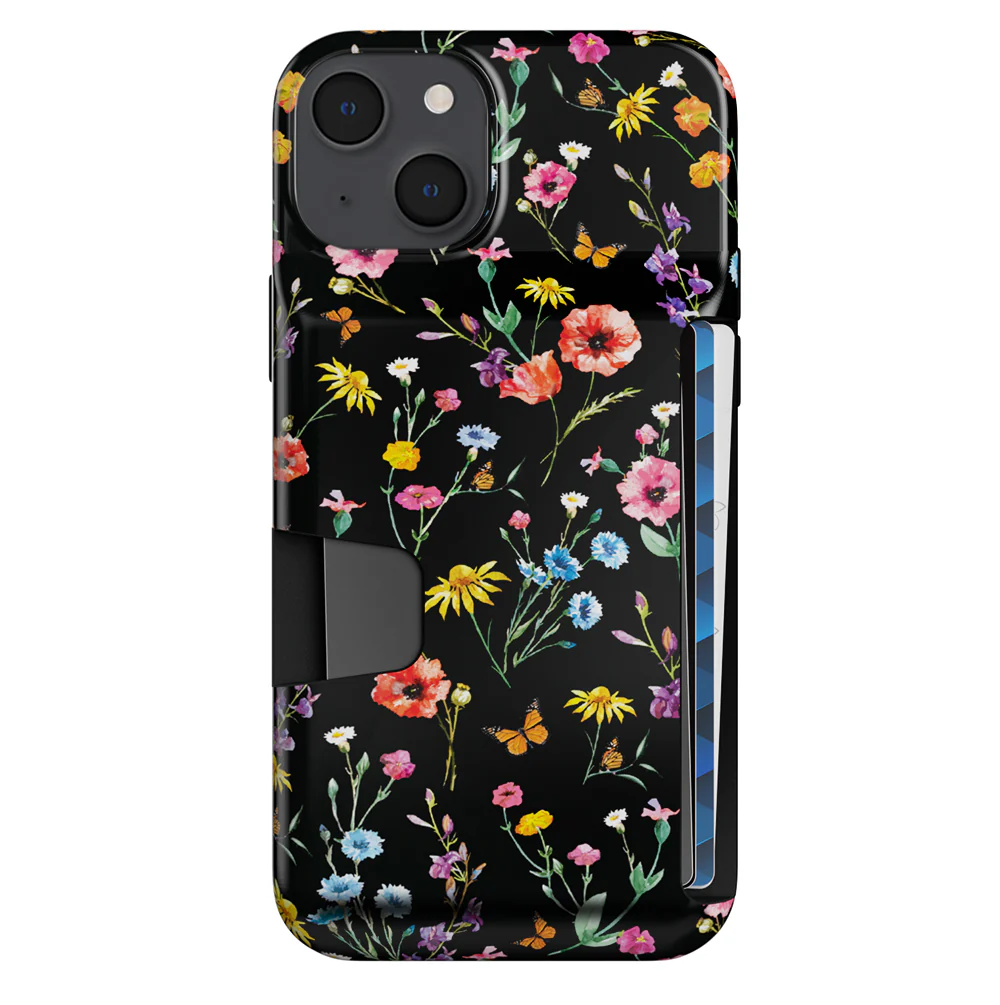 Black Wildflower iPhone Wallet Case - Image 97