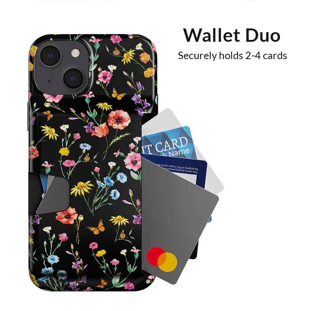 Black Wildflower iPhone Wallet Case - Image 99