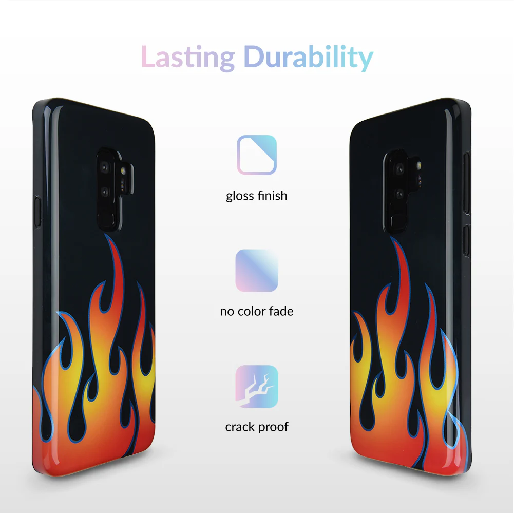 Blue Chrome Flames Samsung Galaxy Case - Image 3