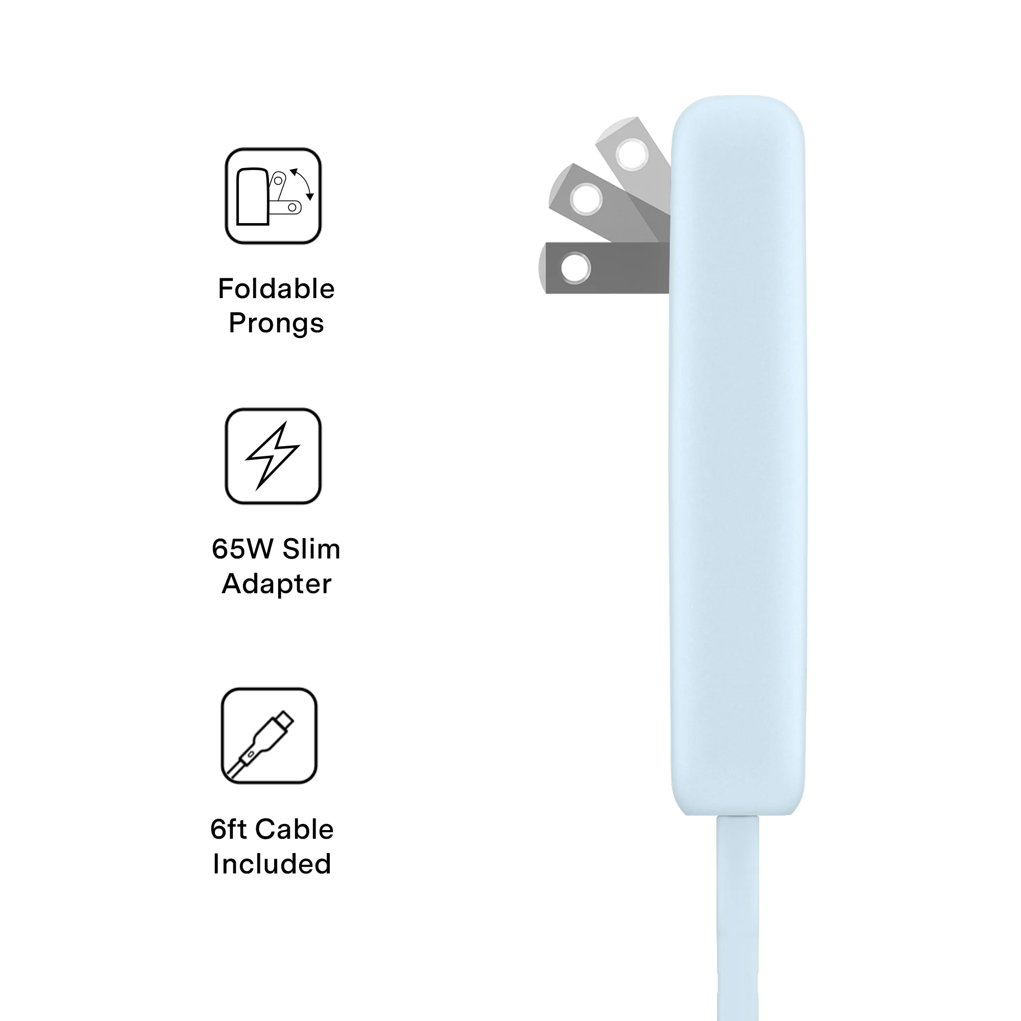 Whisper Blue Fast Charging Set, Dual Port Wall Adapter + 6ft USB-C Cable - Image 3