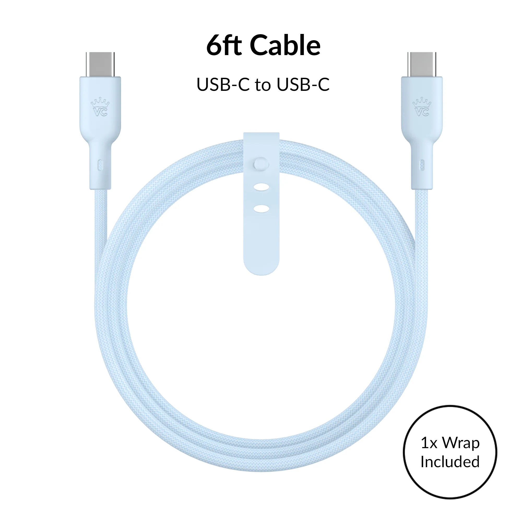 Whisper Blue Fast Charging Set, Dual Port Wall Adapter + 6ft USB-C Cable - Image 5