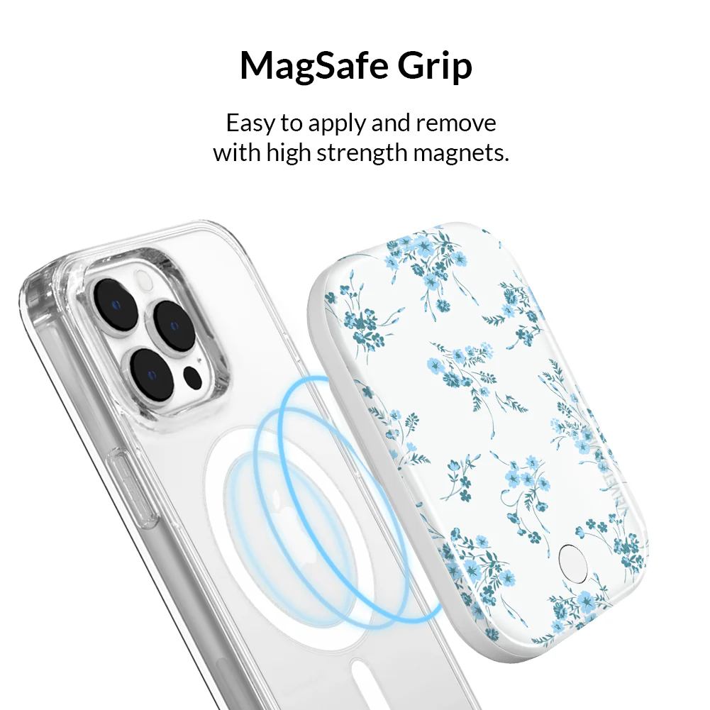 French Blue Floral MagSafe Battery Power Pack - Image 4