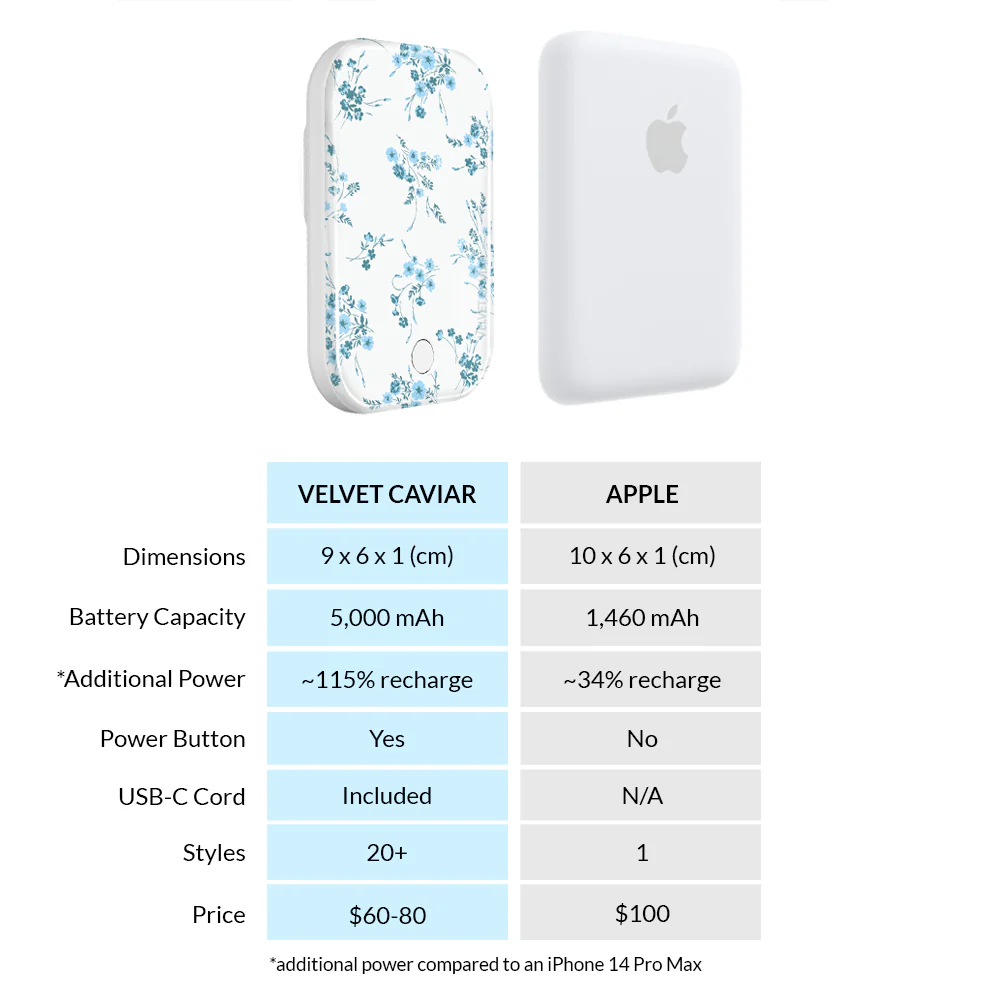 French Blue Floral MagSafe Battery Power Pack - Image 7