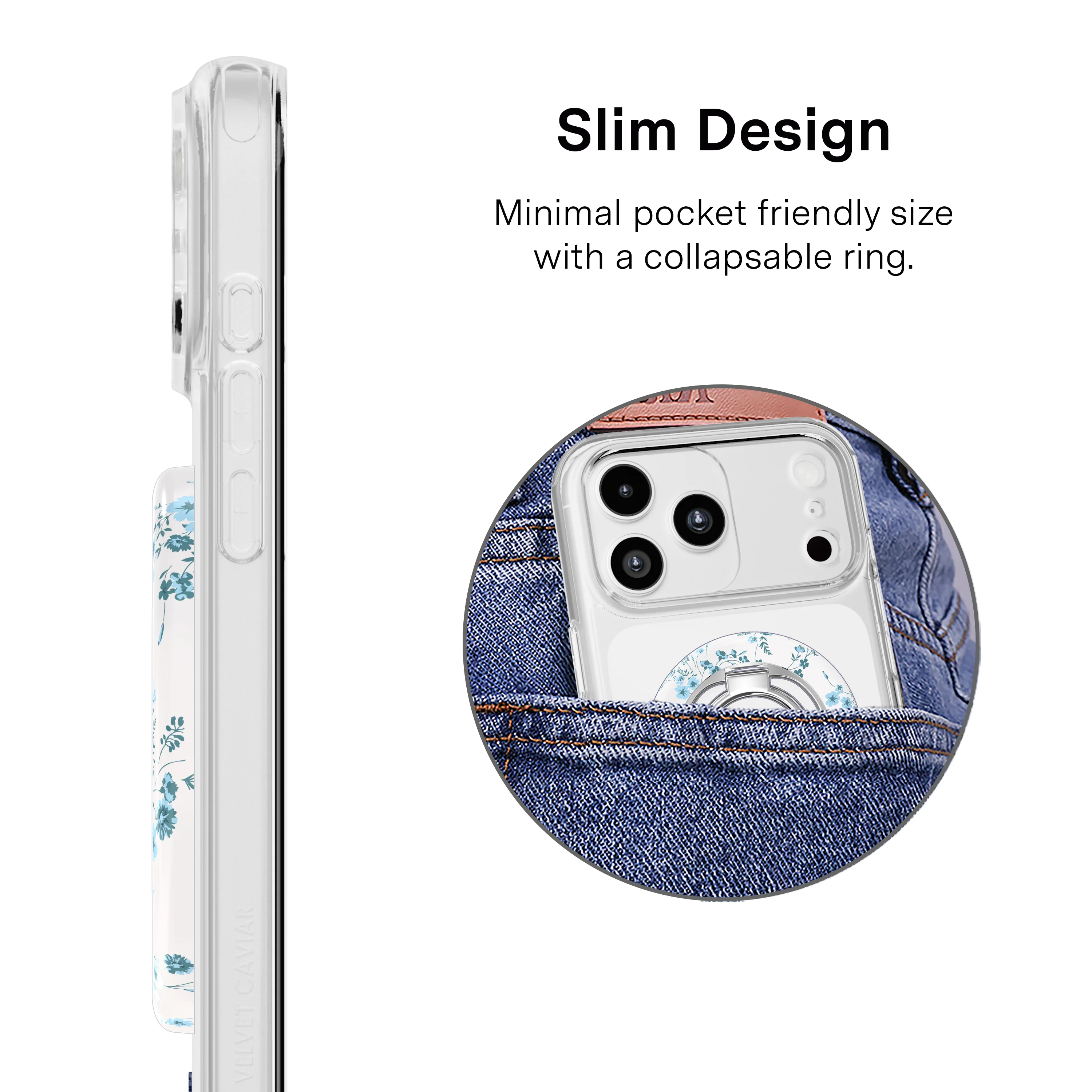 French Blue Floral MagSafe Grip Ring - Image 3