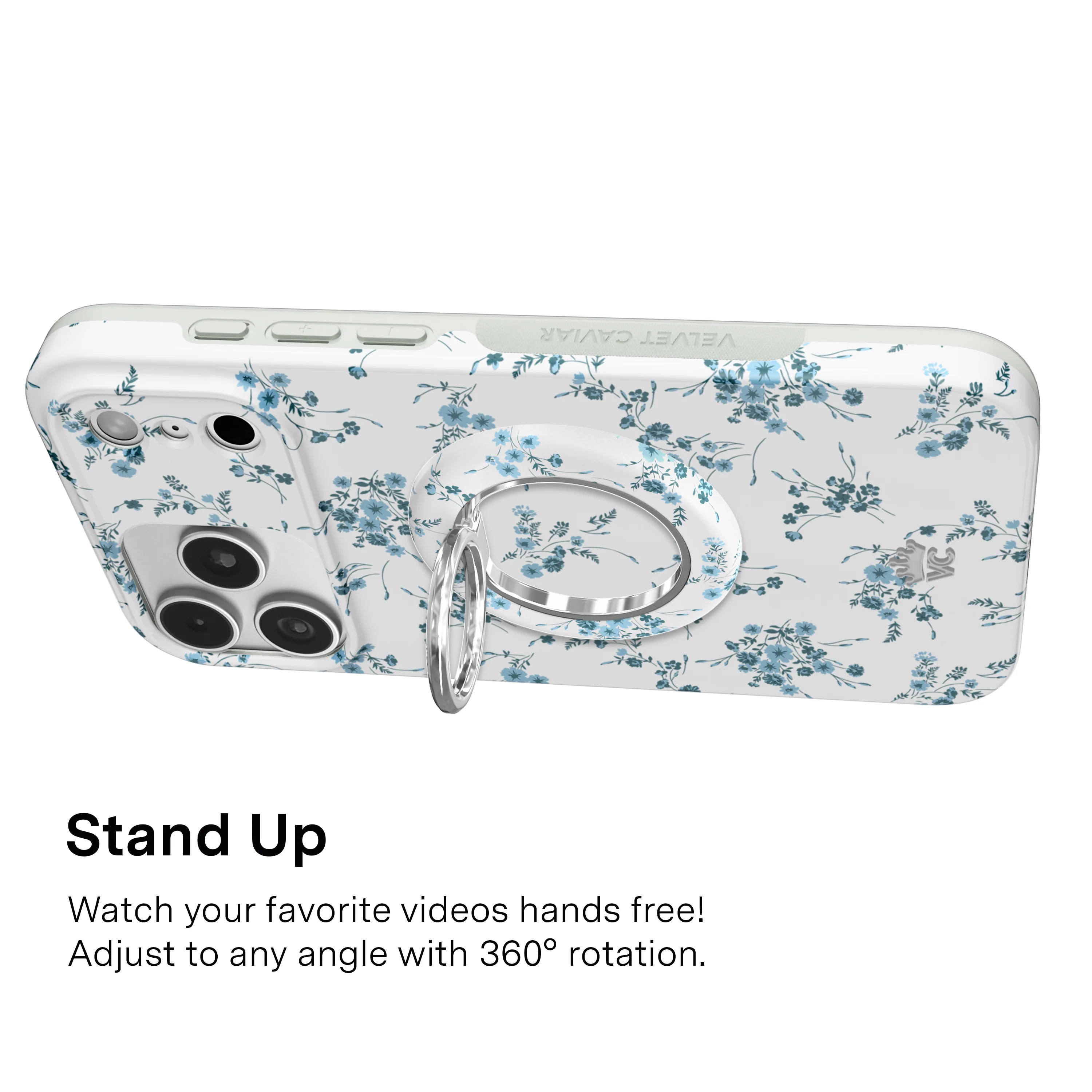 French Blue Floral MagSafe Grip Ring - Image 4