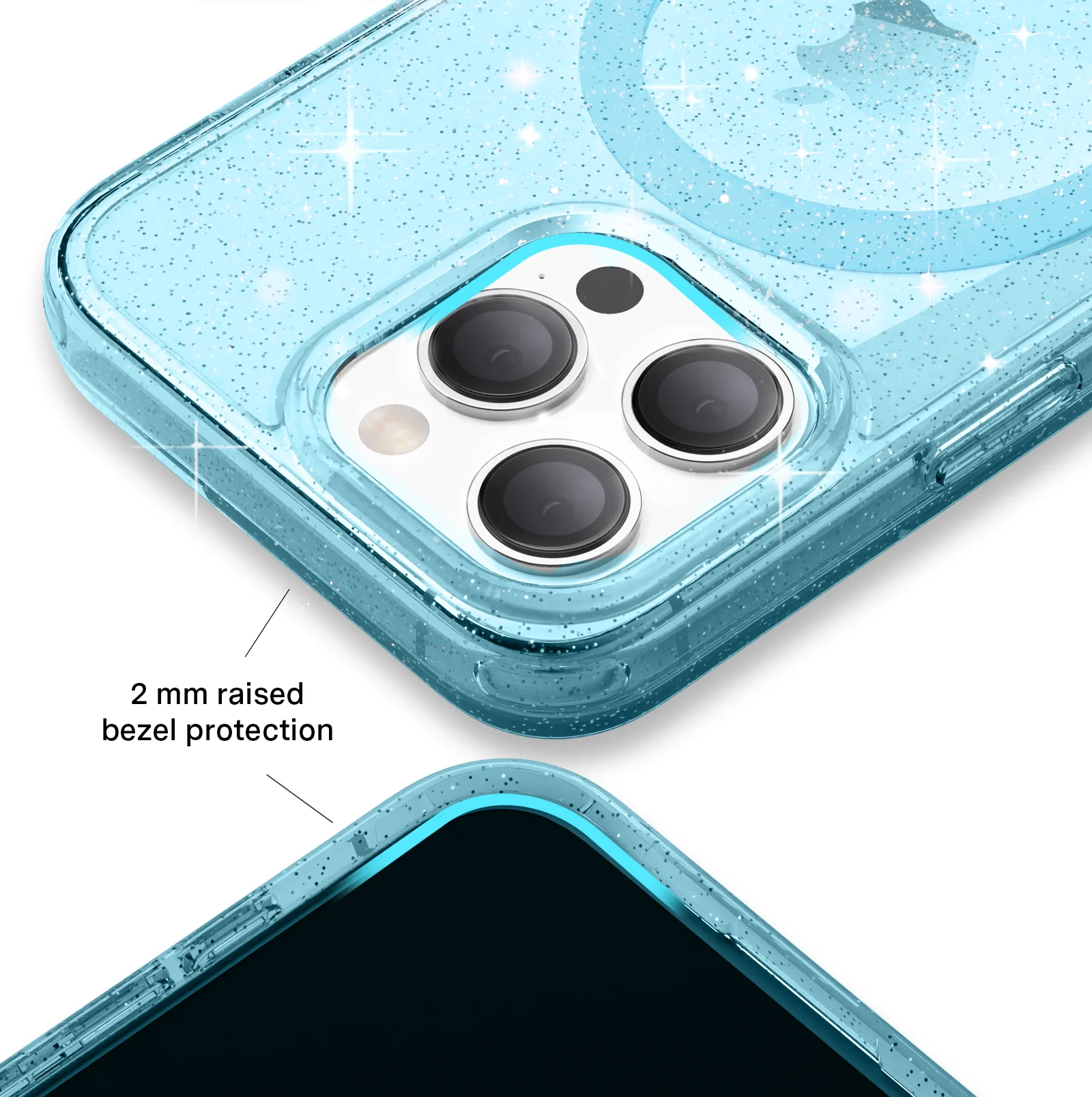 Blue Stardust Glitter iPhone Case - Image 124