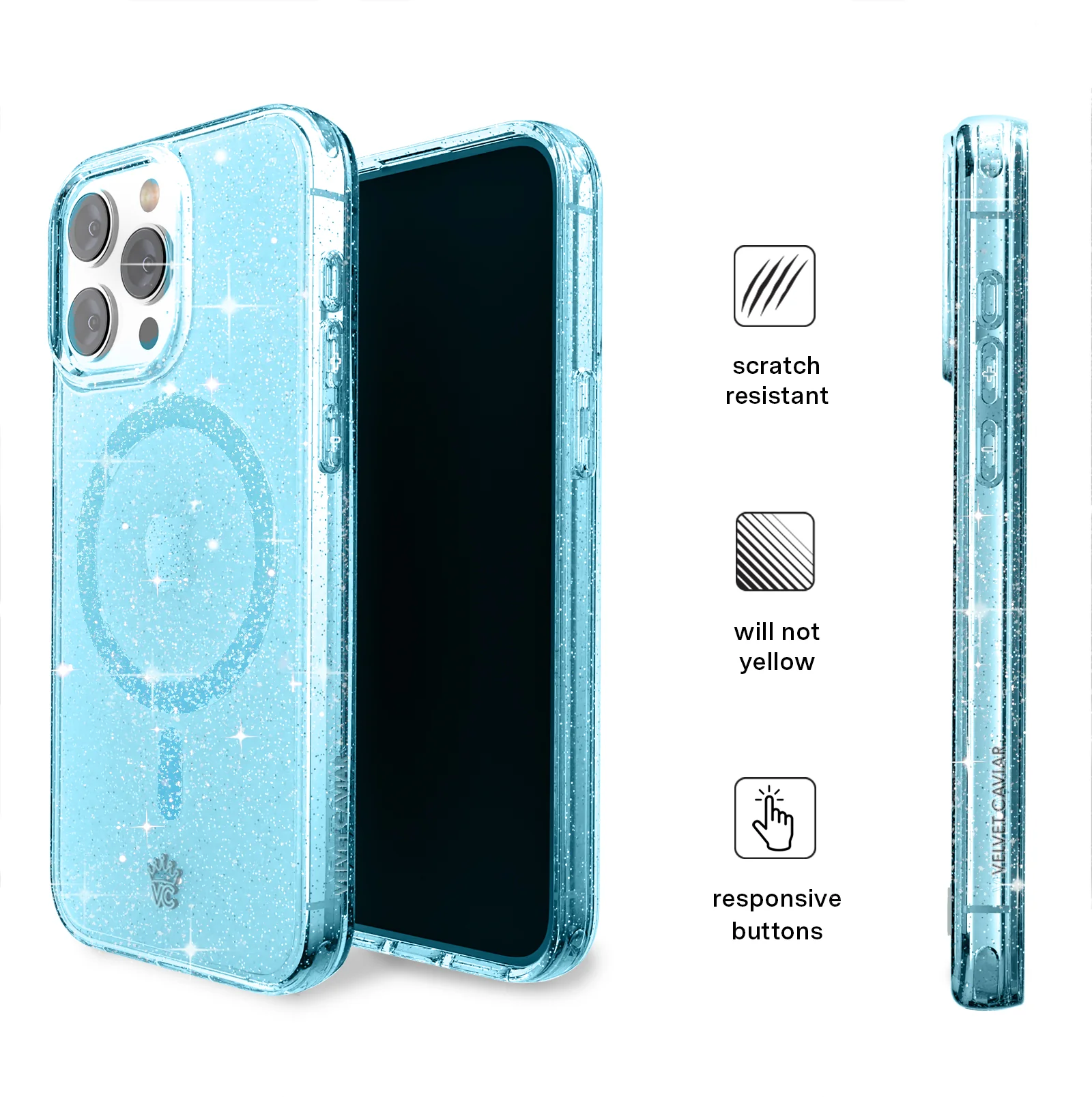 Blue Stardust Glitter iPhone Case - Image 127