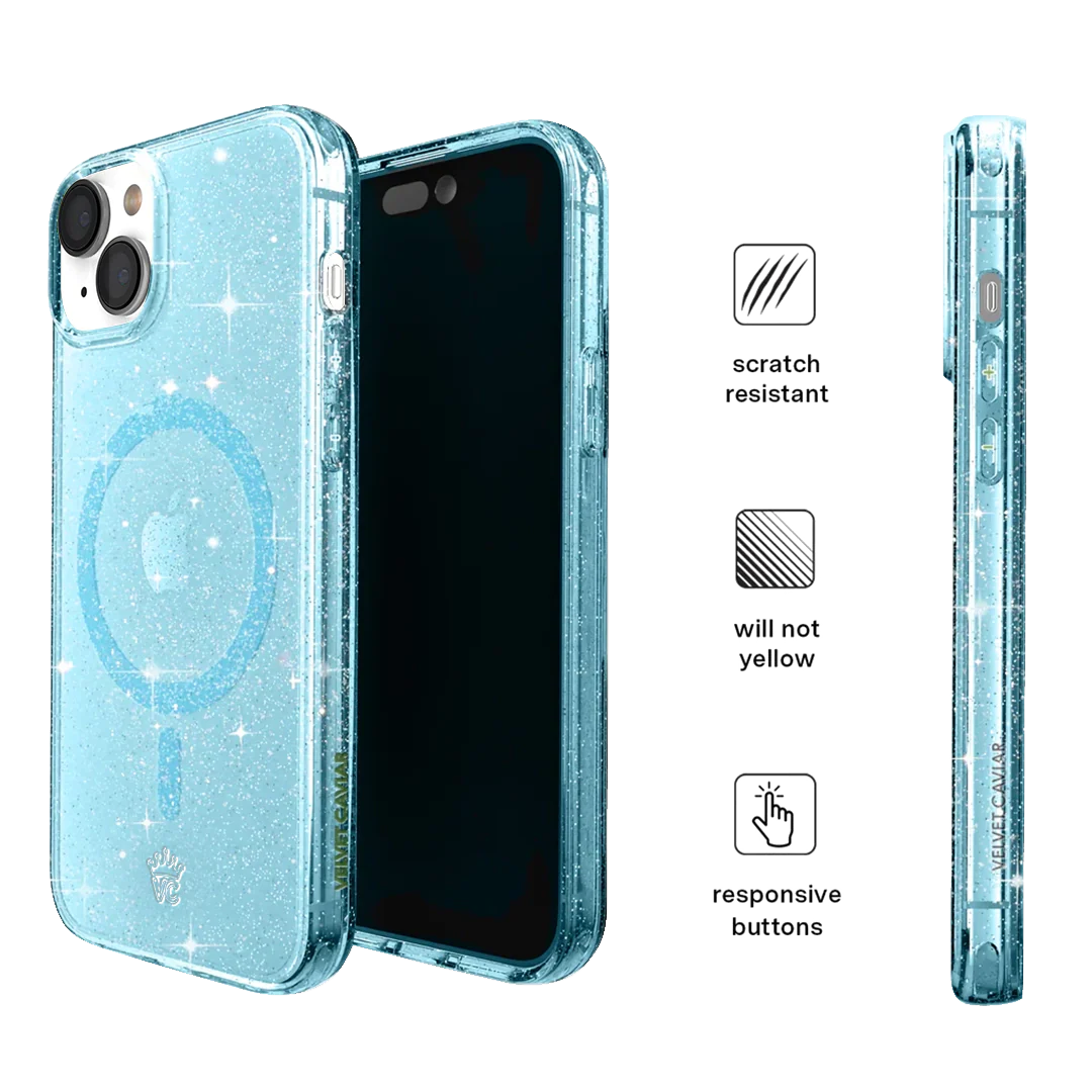 Blue Stardust Glitter iPhone Case - Image 132