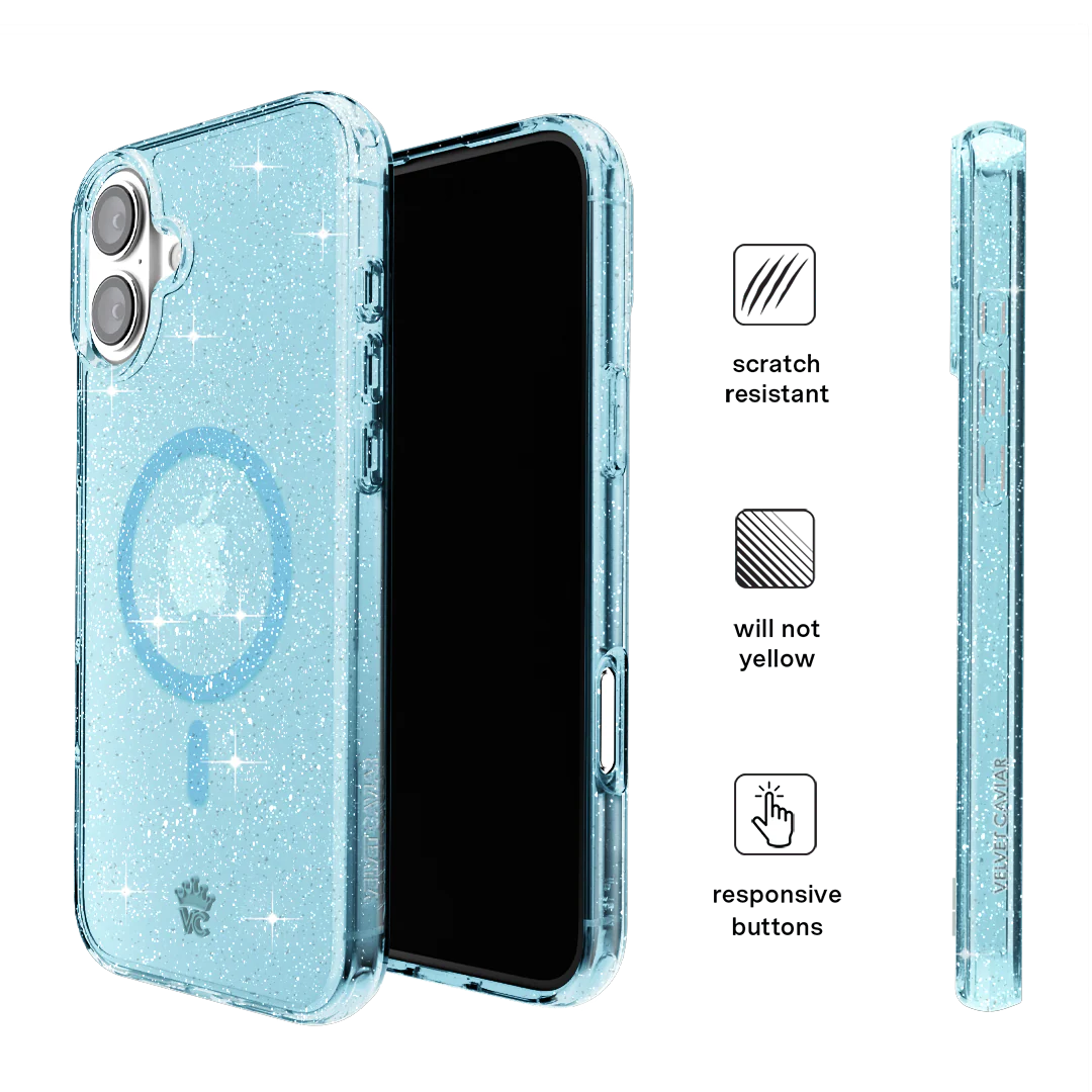 Blue Stardust Glitter iPhone Case - Image 147
