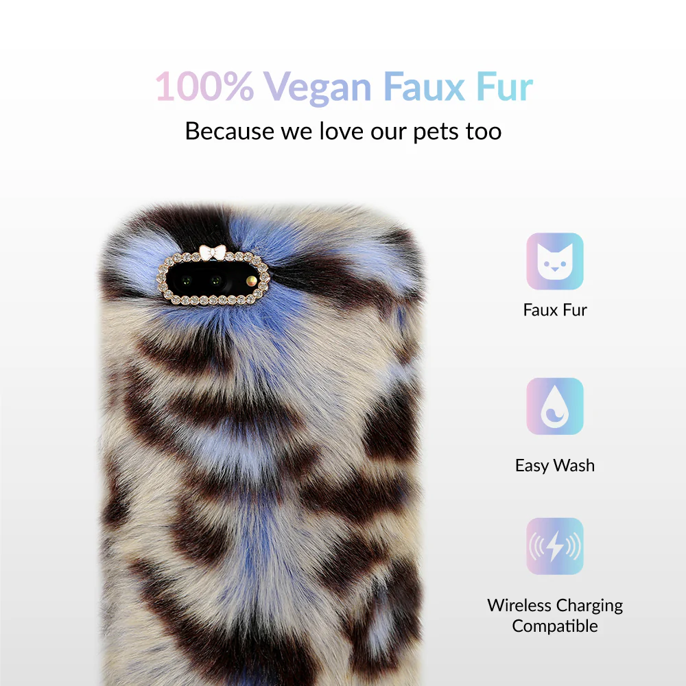 Blue Leopard Faux Fur iPhone Case - Image 17