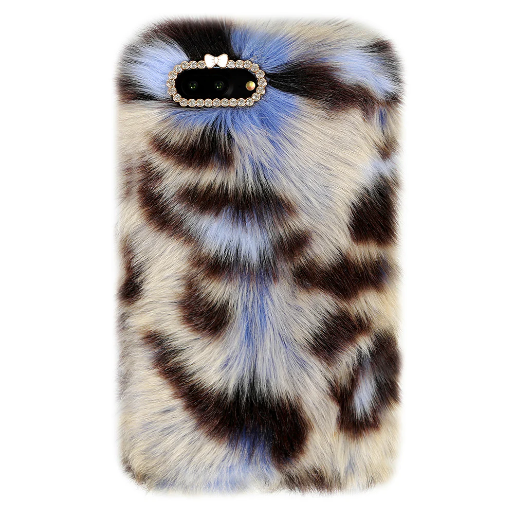 Blue Leopard Faux Fur iPhone Case - Image 19