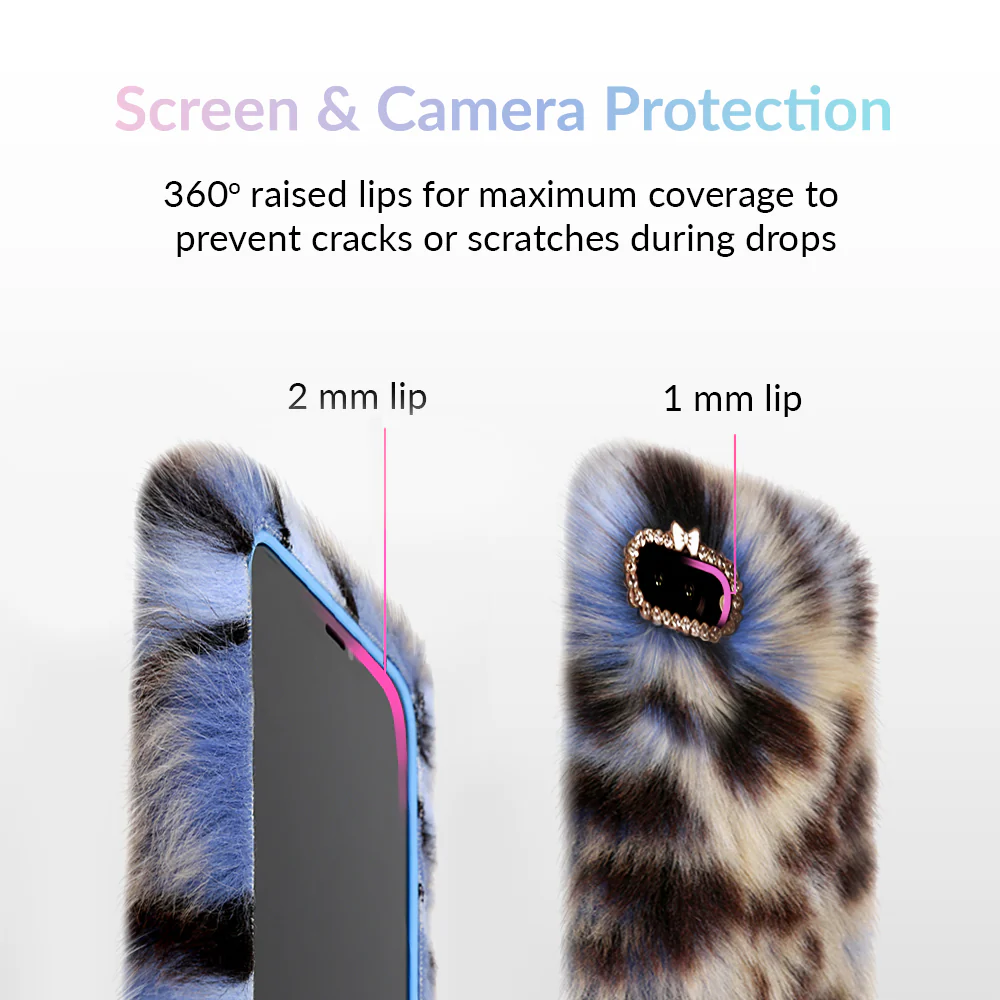 Blue Leopard Faux Fur iPhone Case - Image 21