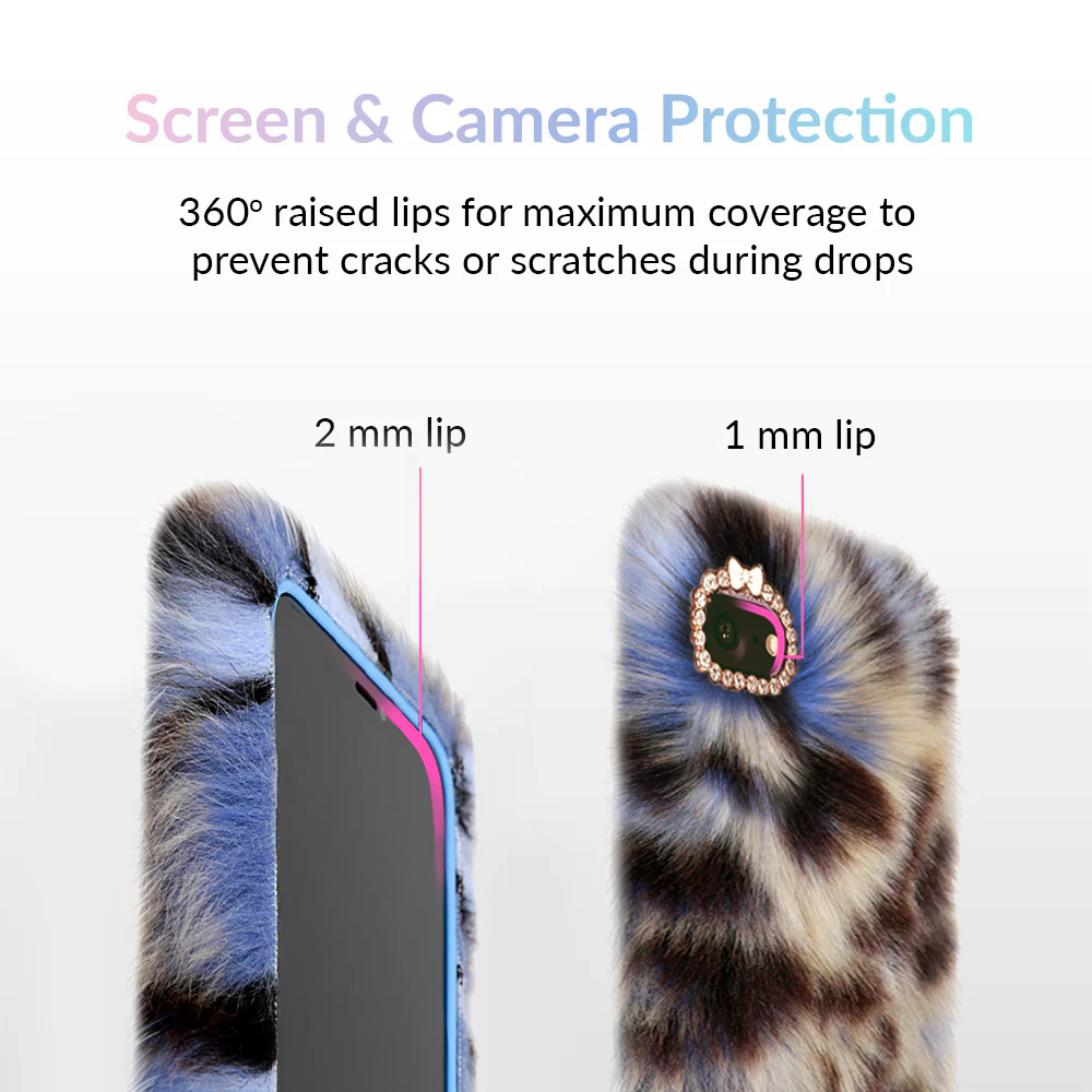 Blue Leopard Faux Fur iPhone Case - Image 3