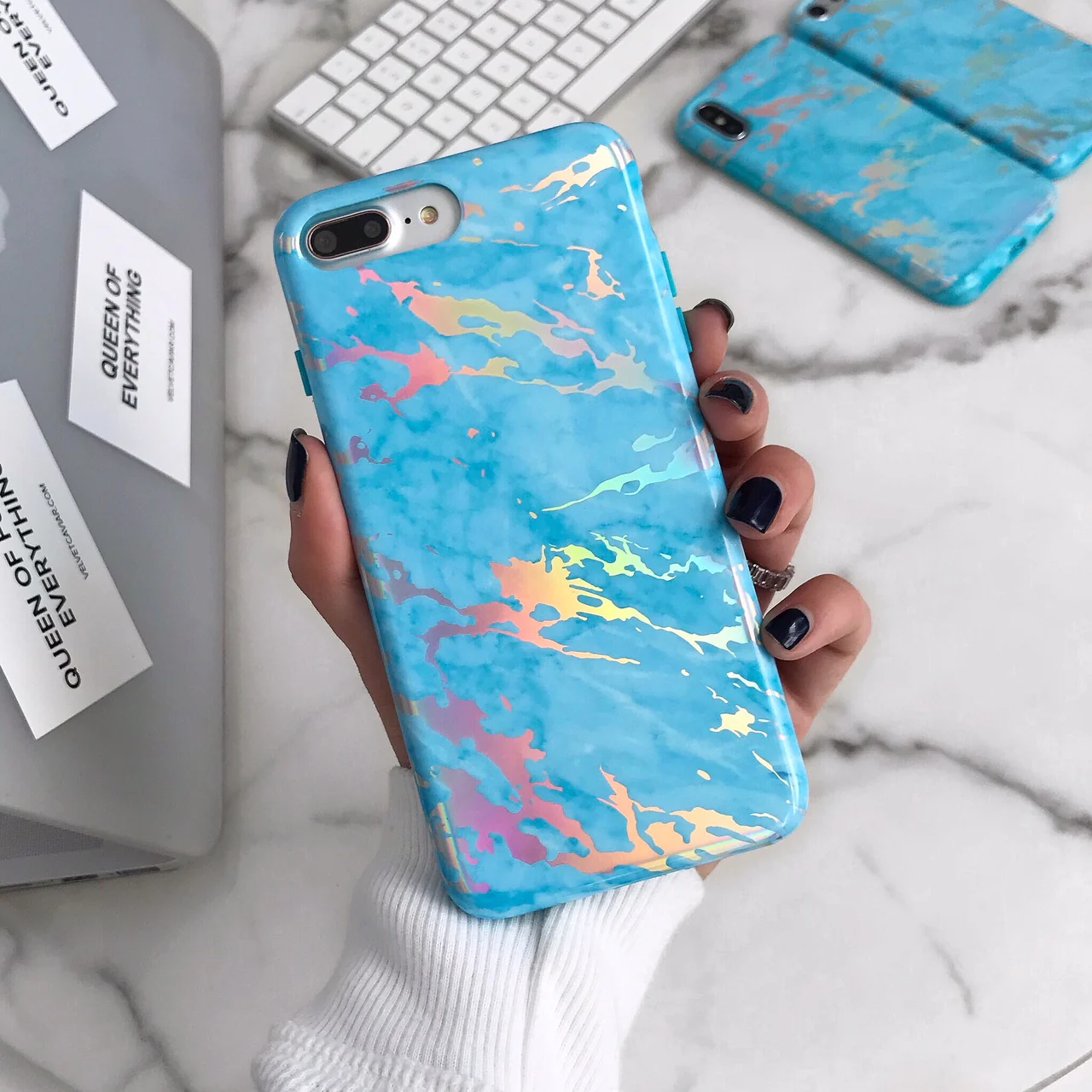 Blue Marble Holo Chrome iPhone Case - Image 14