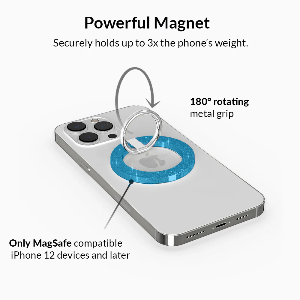 Blue Stardust Glitter MagSafe Grip Ring - Image 3
