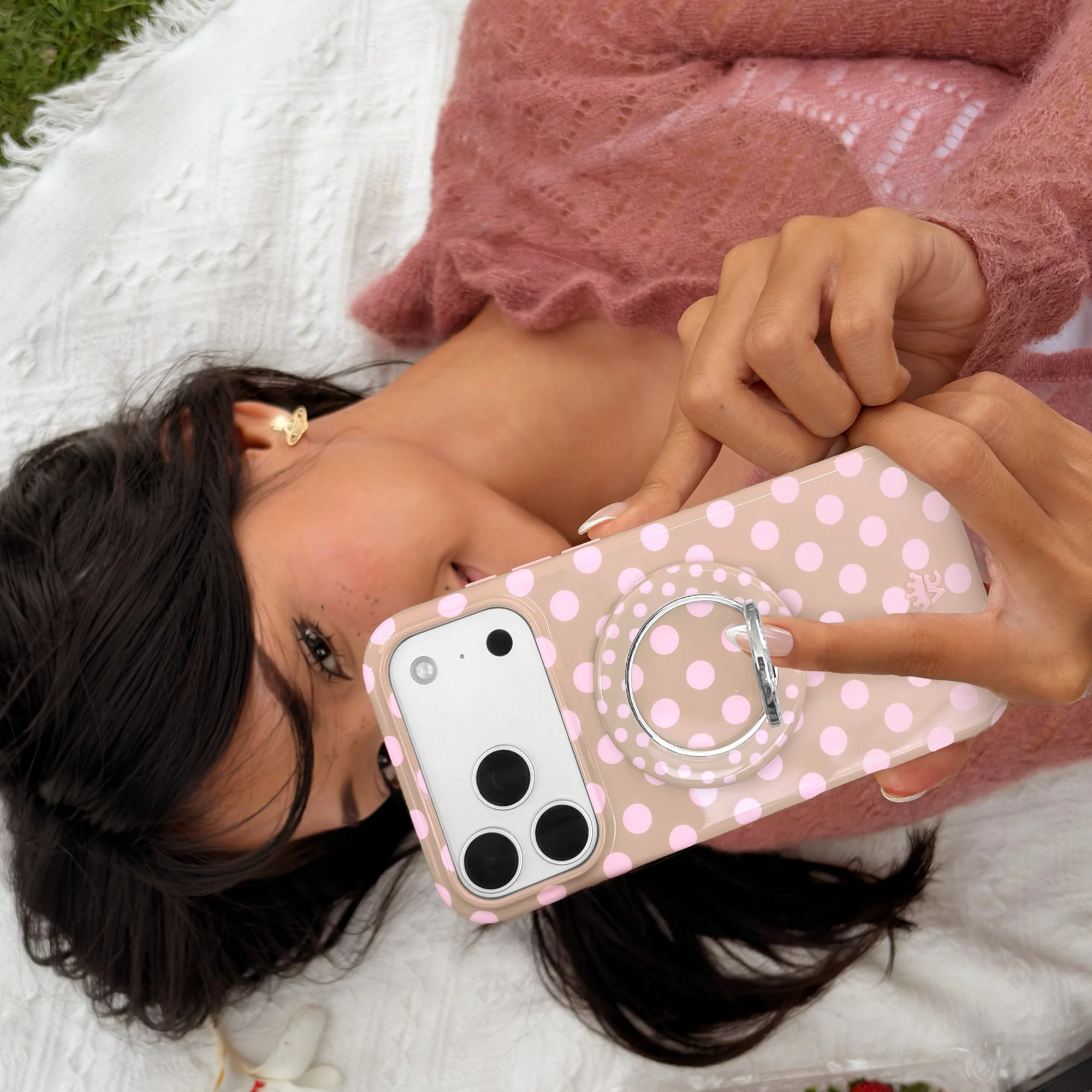 Brown Sugar Polka Dot MagSafe Grip Ring - Image 2