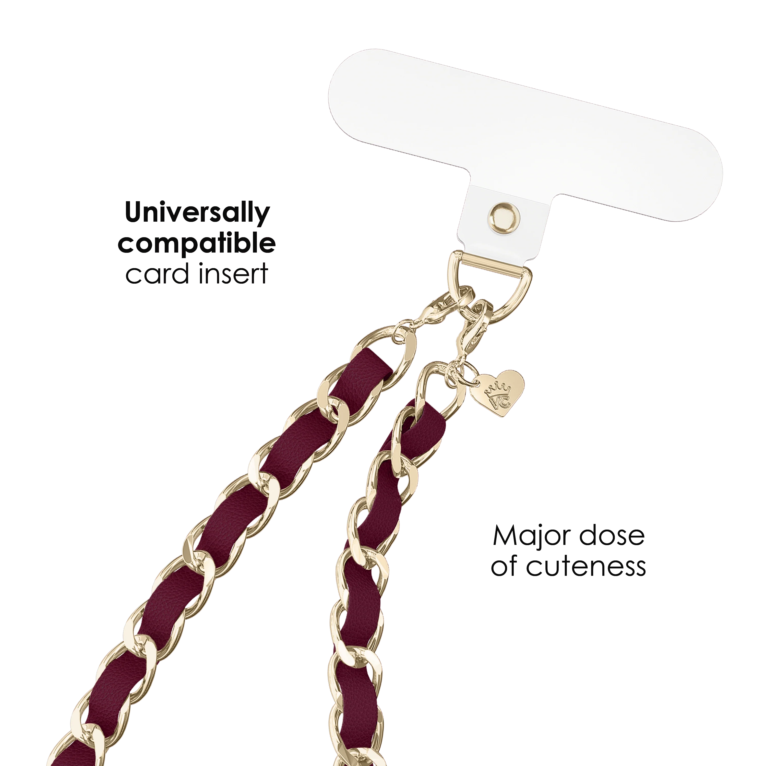 Burgundy Leather Chain Phone Charm - Image 3