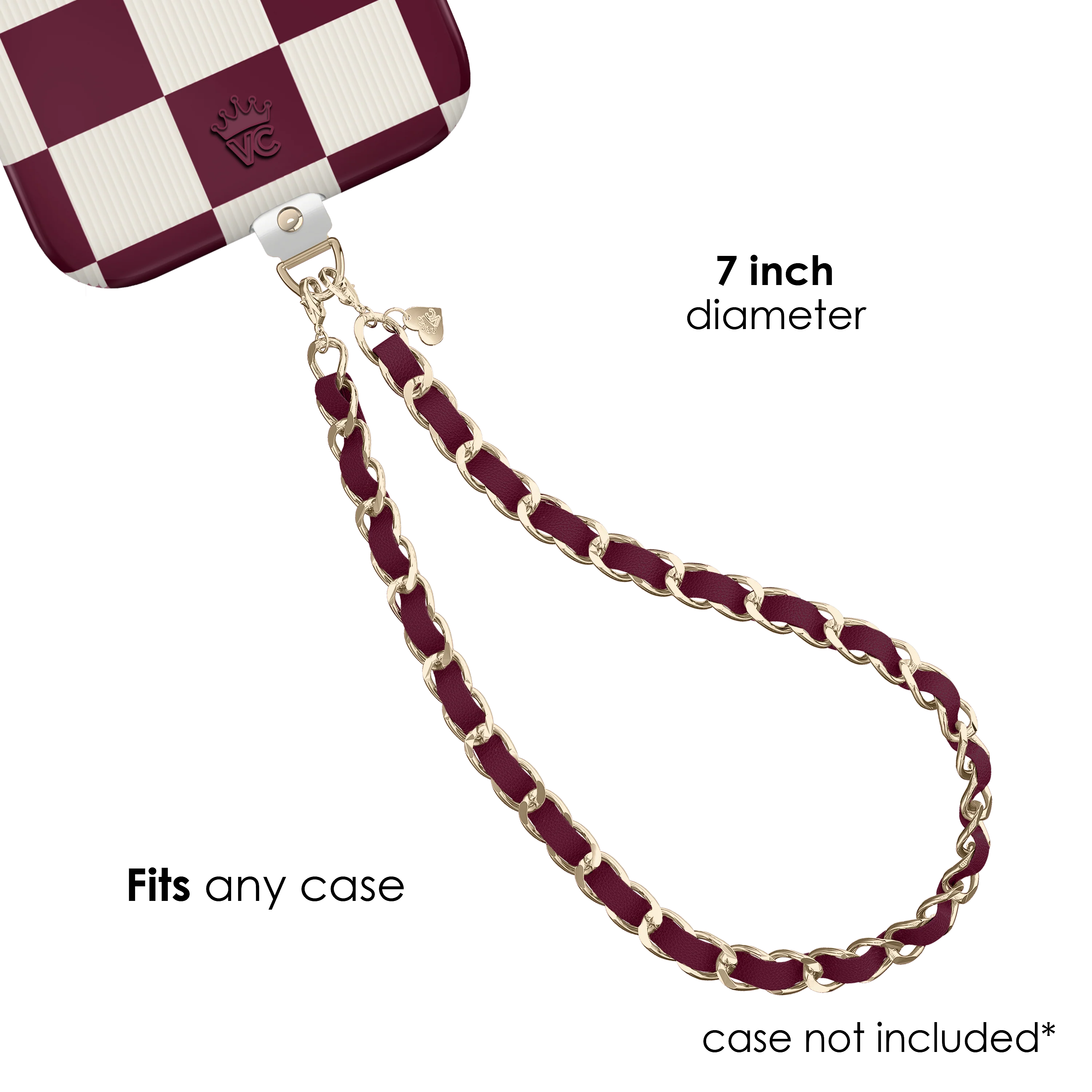 Burgundy Leather Chain Phone Charm - Image 4