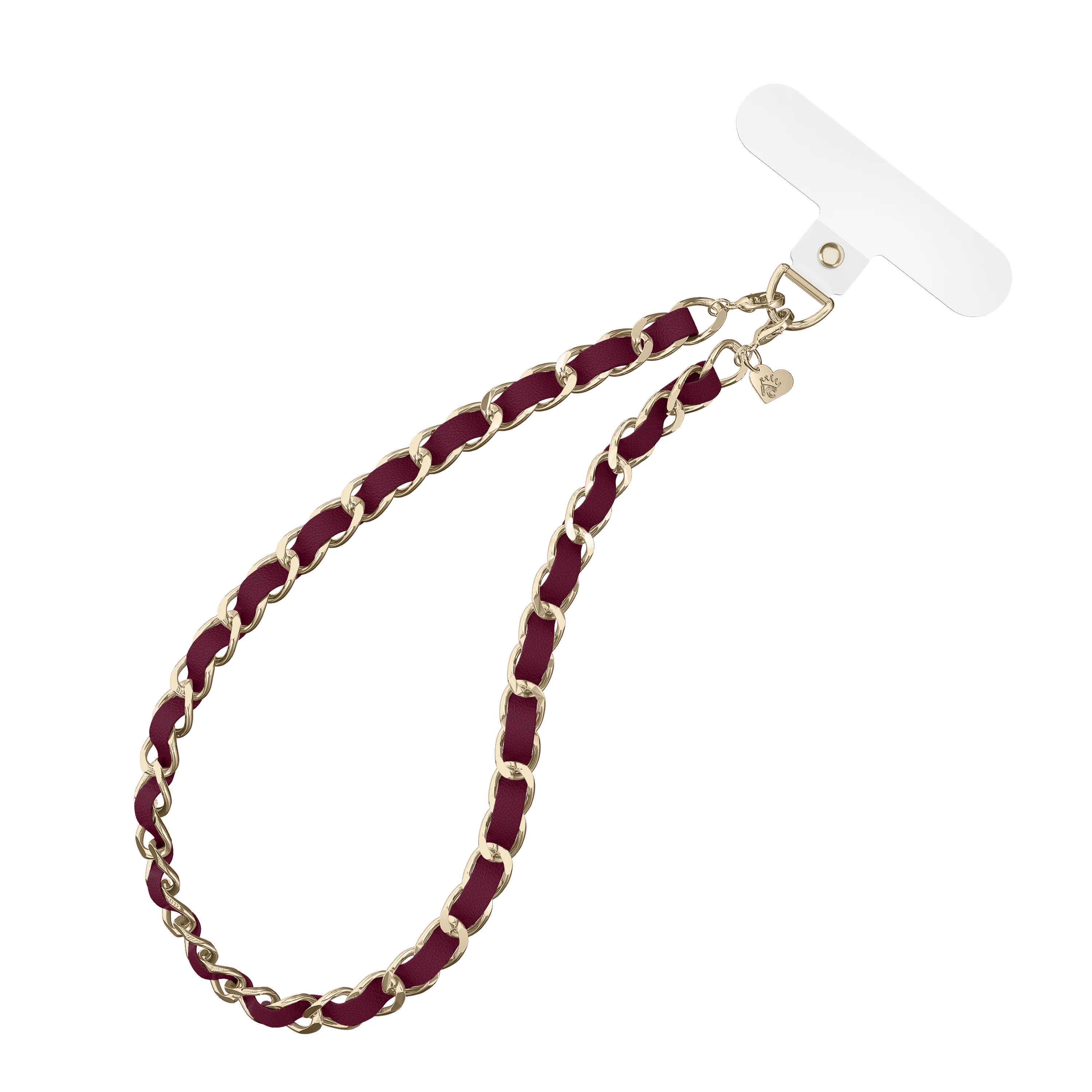 Burgundy Leather Chain Phone Charm - Image 5
