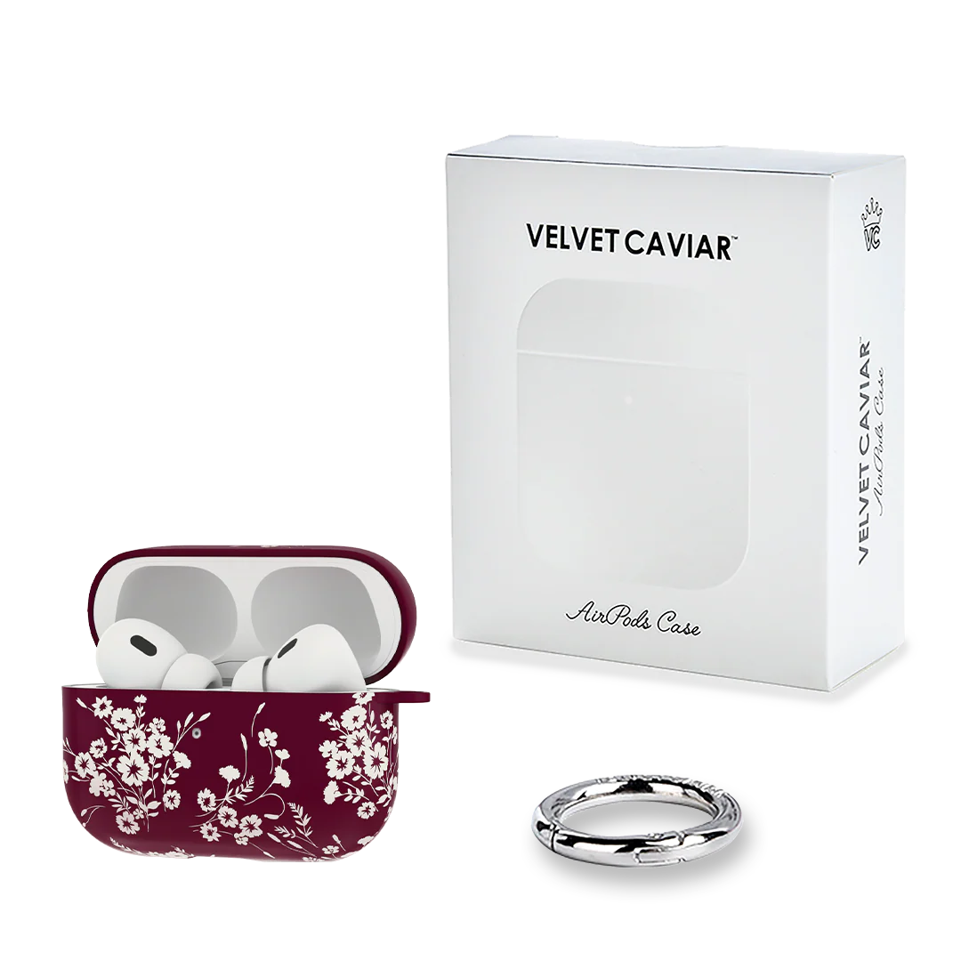 French Burgundy Floral AirPod Case - Image 10
