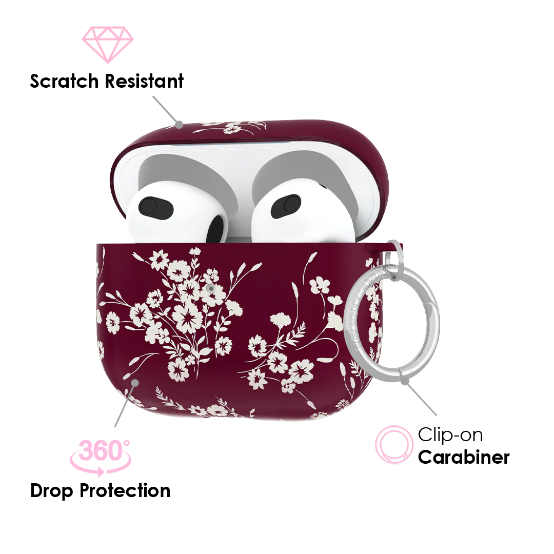 French Burgundy Floral AirPod Case - Image 13