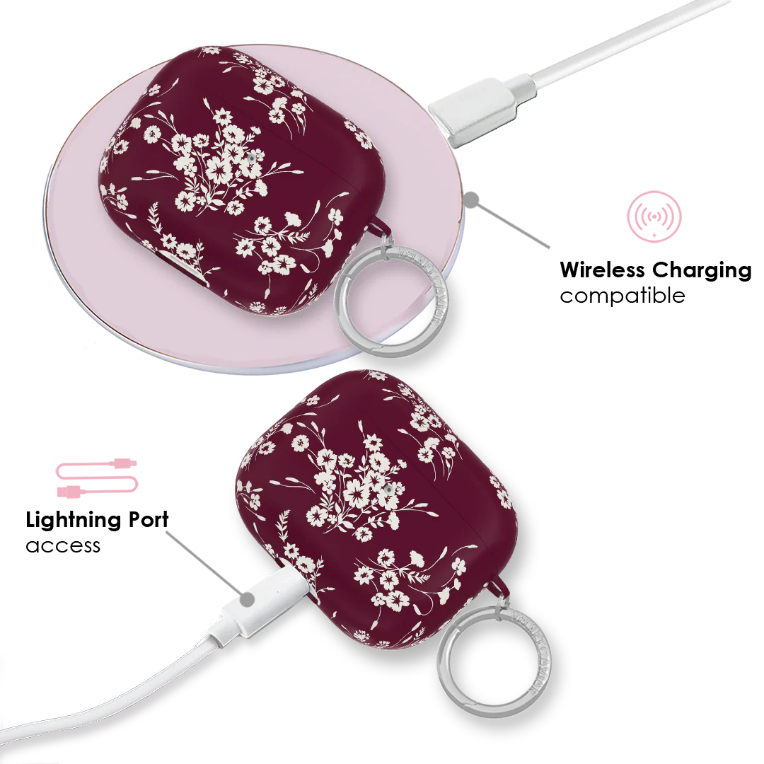 French Burgundy Floral AirPod Case - Image 14
