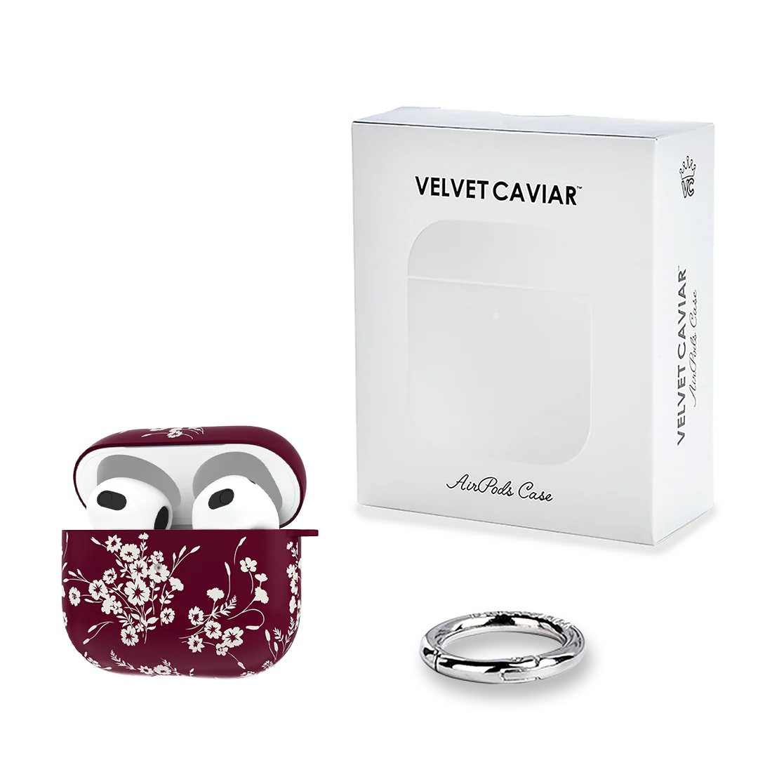 French Burgundy Floral AirPod Case - Image 16