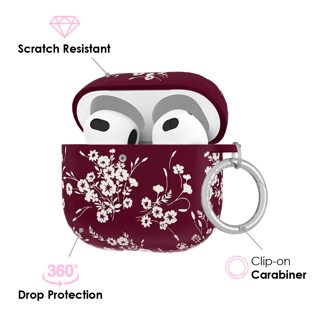 French Burgundy Floral AirPod Case - Image 18