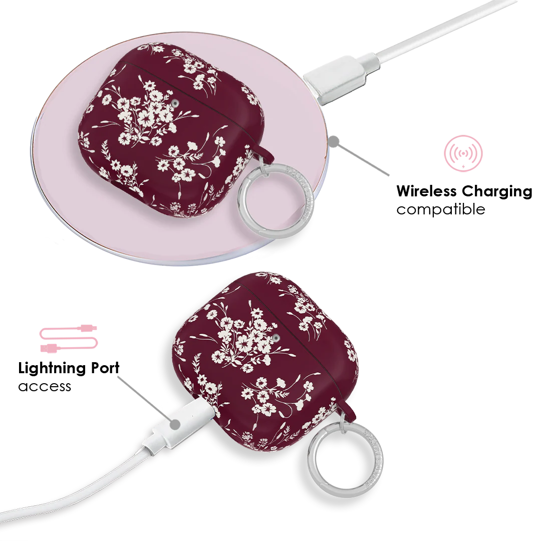 French Burgundy Floral AirPod Case - Image 19