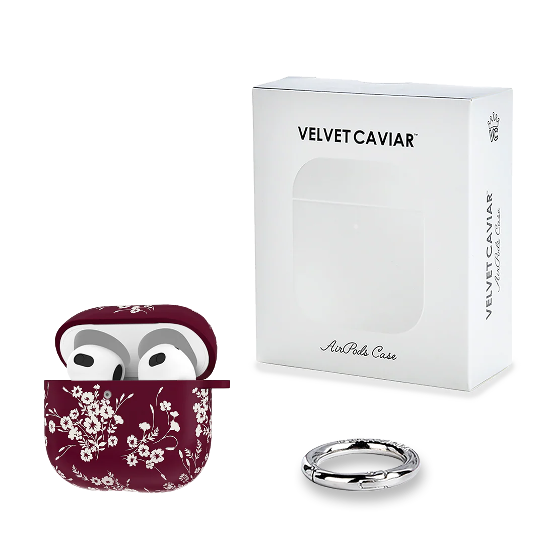 French Burgundy Floral AirPod Case - Image 20