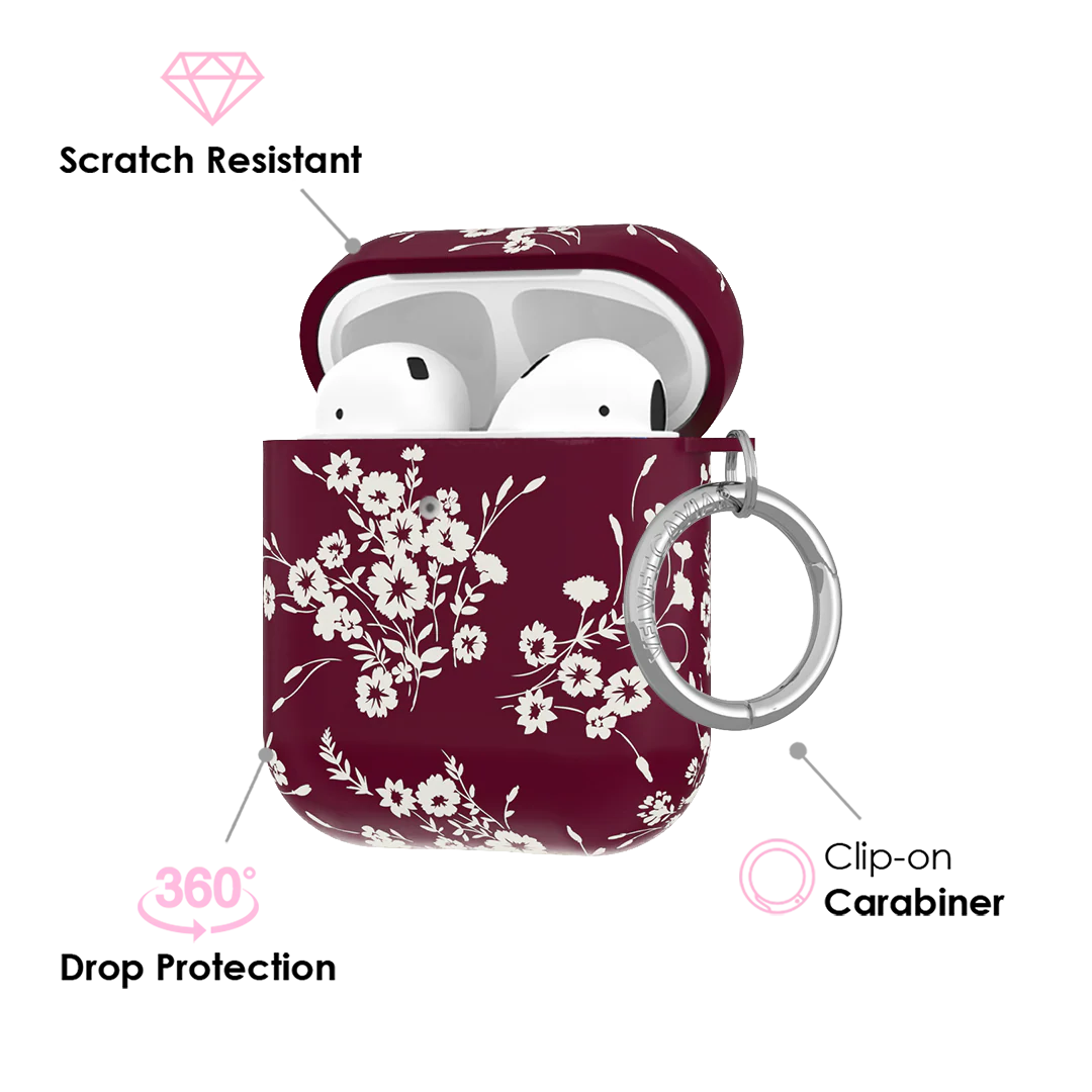 French Burgundy Floral AirPod Case - Image 3