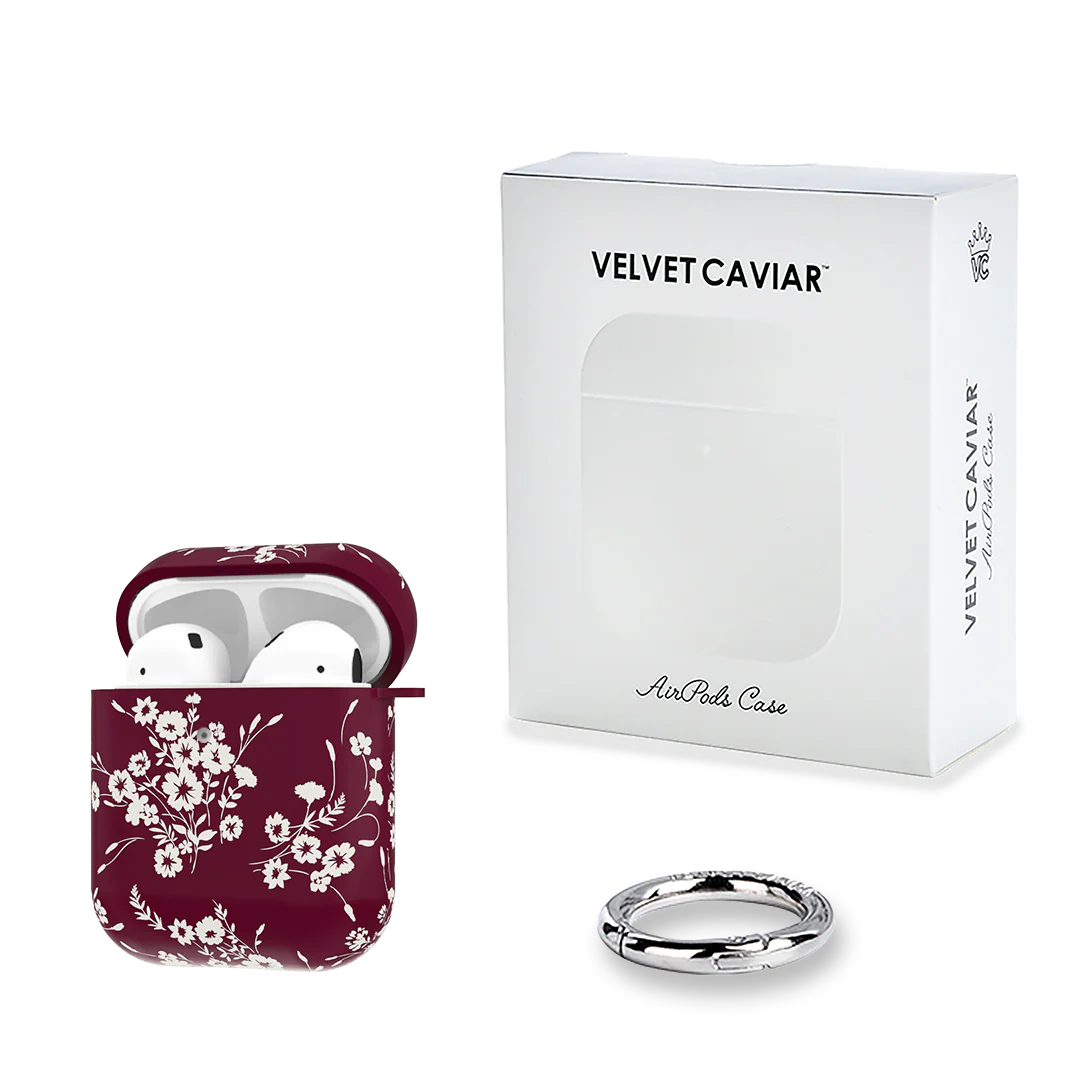 French Burgundy Floral AirPod Case - Image 5