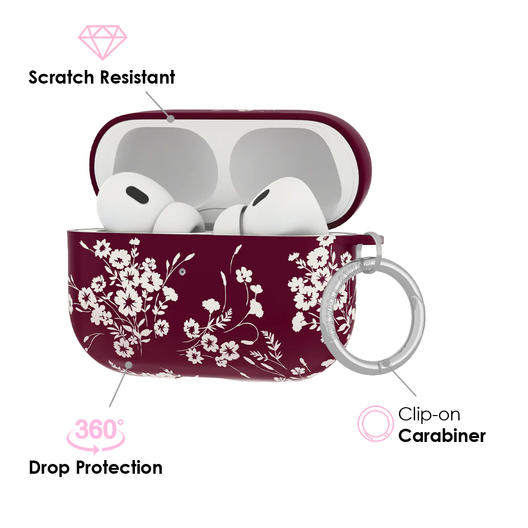 French Burgundy Floral AirPod Case - Image 8