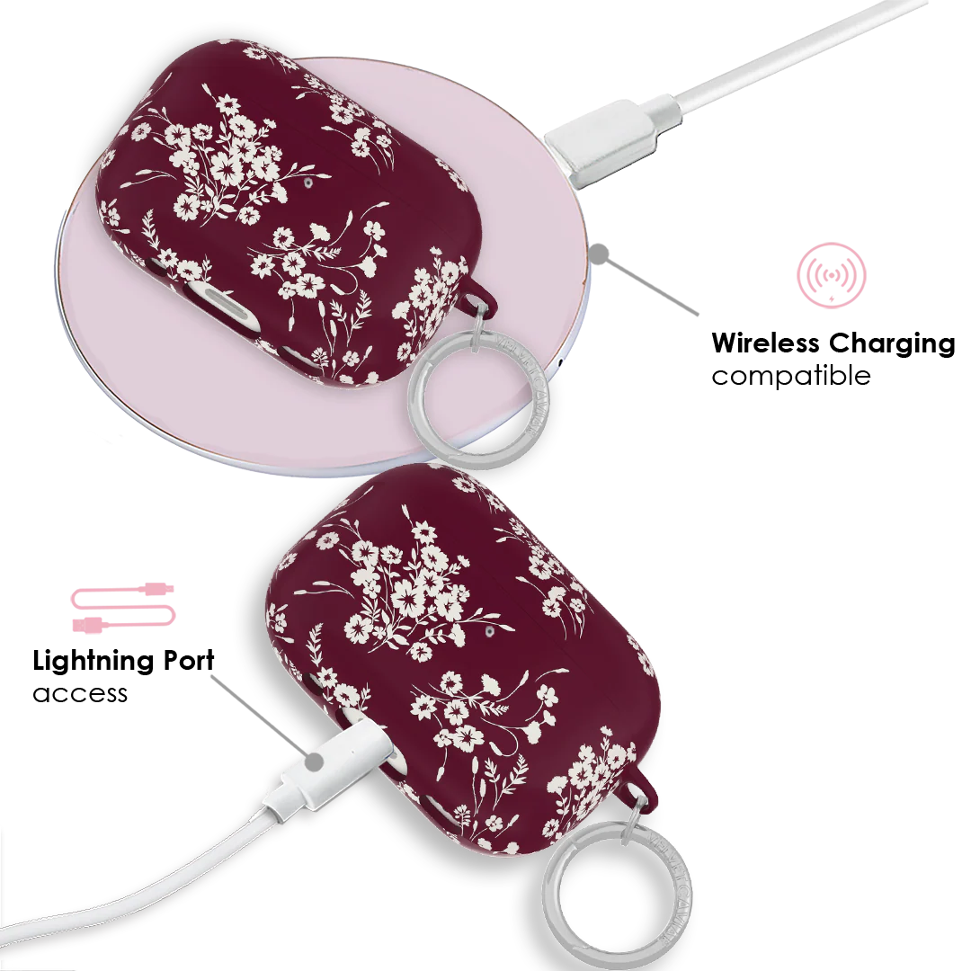 French Burgundy Floral AirPod Case - Image 9