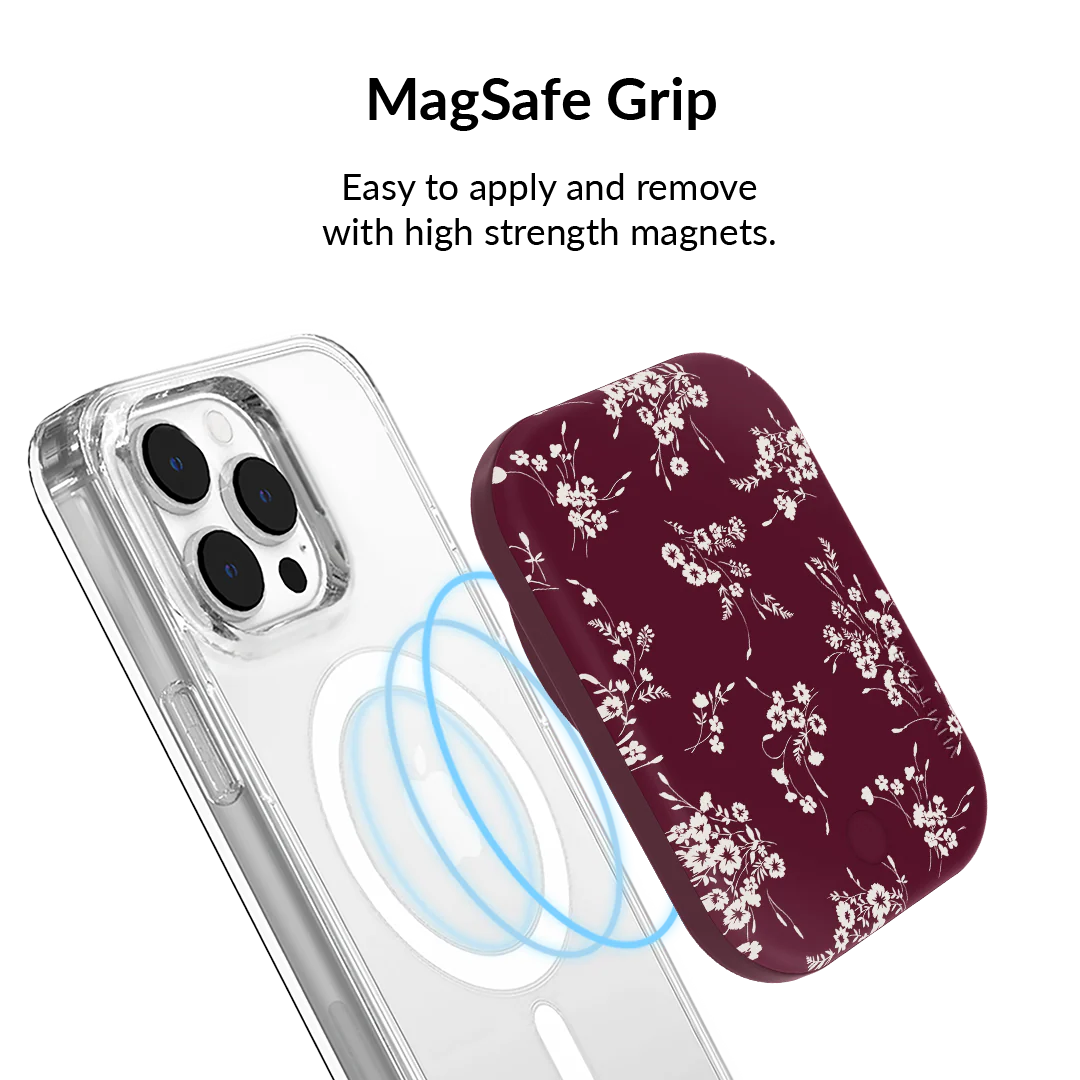French Burgundy Floral MagSafe Battery Power Pack - Image 4