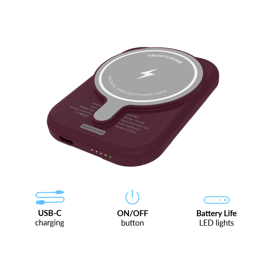 French Burgundy Floral MagSafe Battery Power Pack - Image 6