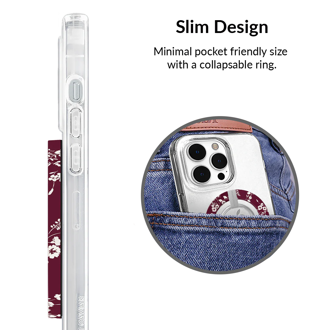 French Burgundy Floral MagSafe Grip Ring - Image 5