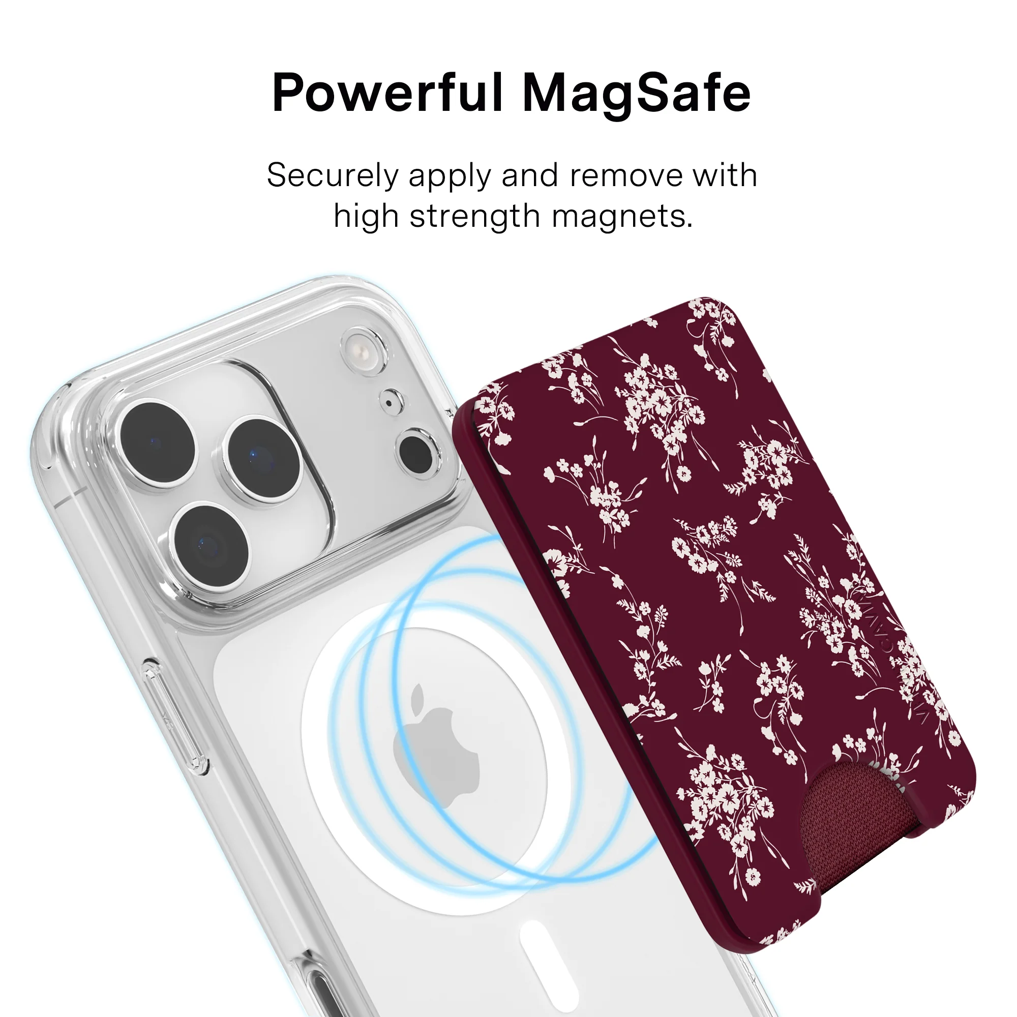 French Burgundy Floral MagSafe Wallet - Image 3